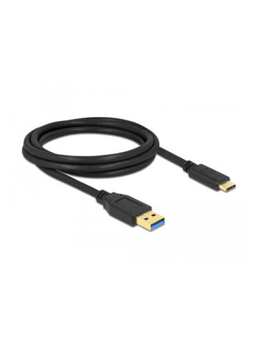 Кабел Delock 84004, от USB-A(м) към USB-C(м), 2m, черен