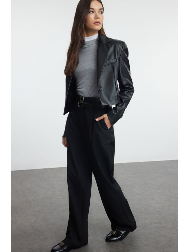 Trendyol Black Double Belted Straight Cut Woven Trousers