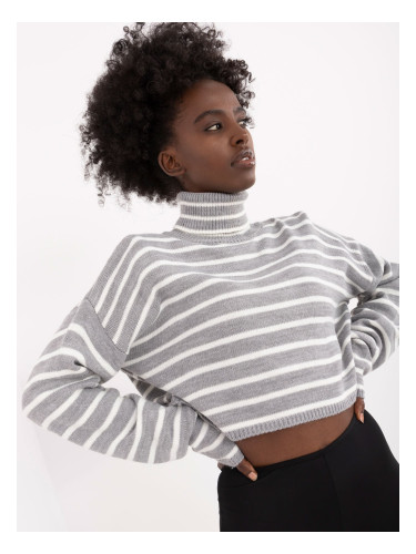 Grey short turtleneck with long sleeves