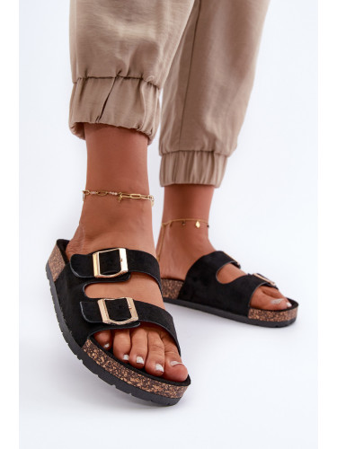 Boto Дамски чехли на коркова подметка черна Cortina