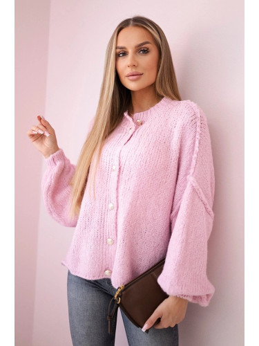 Wool sweater with decorative buttons light powder pink