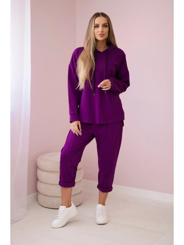 Set Punto Milano winter hoodie + trousers dark purple