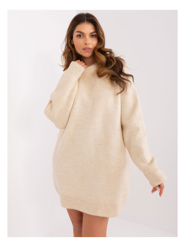 Light beige knitted mini dress RUE PARIS