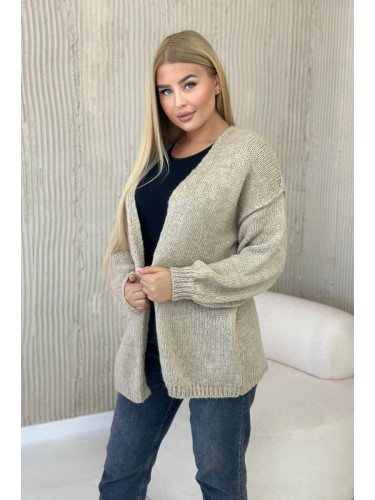 Cardigan sweater with mohair dark beige