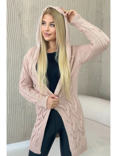 Dark powder pink hooded cardigan