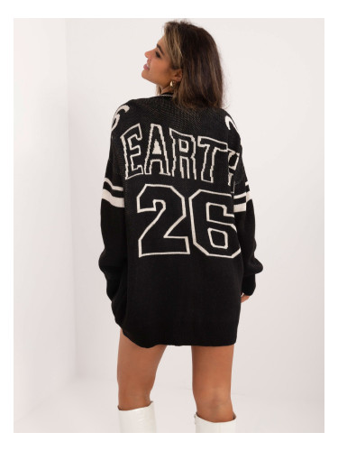 Black loose sweater with inscription