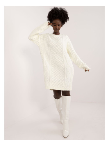 Ecru Long Sleeve Knitted Dress