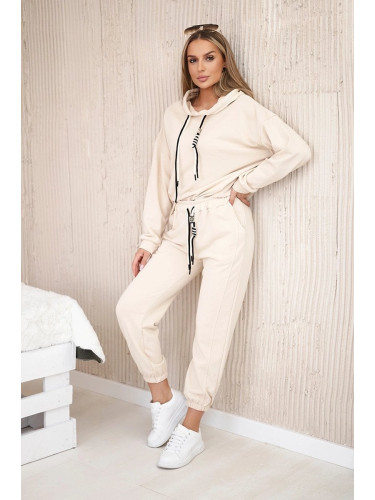 Cotton set sweatshirt + trousers light beige