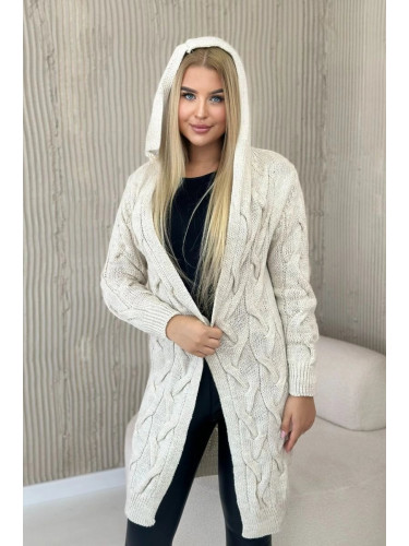 Beige cardigan with hood