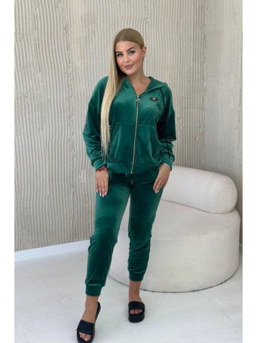 Velour set sweatshirt + trousers green