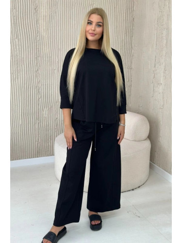 Set Punto Milano winter sweatshirt + wide-leg pants black