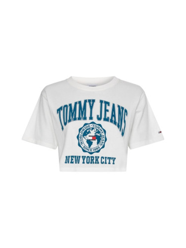 Tommy Jeans T-Shirt - TJW SUPER CROP COLLEGE LOGO SS white