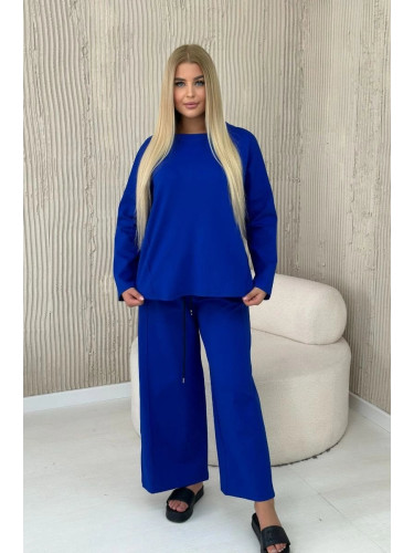 Punto Milano winter sweatshirt set + wide-legged trousers cornflower blue