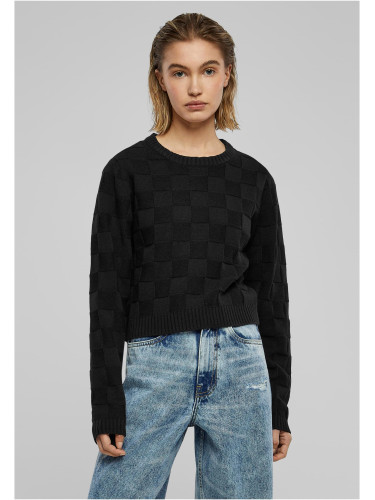 Women's knitted sweater check knit black