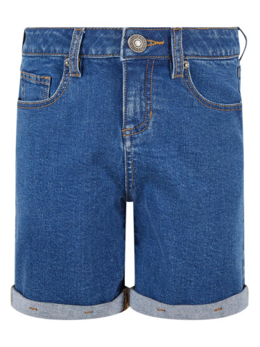 Girls' Organic Stretch Denim Shorts with 5 Pockets Blue