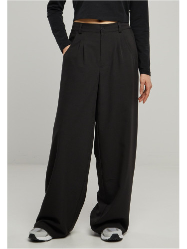 Women's trousers with ultra-wide pleated front black