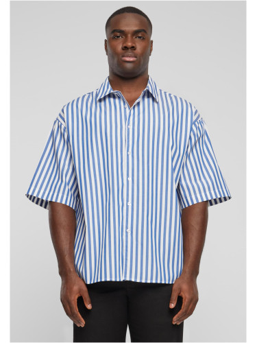 Men's short-sleeved shirt Striped Summer white/blue