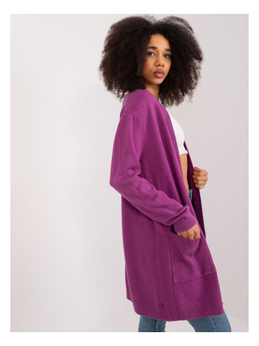 Purple women's cardigan without fastening