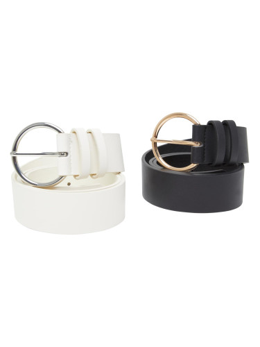 Basic PU Belt 2-Pack Cream + Black