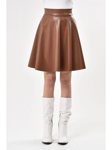 88854 Dewberry Flared Faux Leather Skirt-TABA