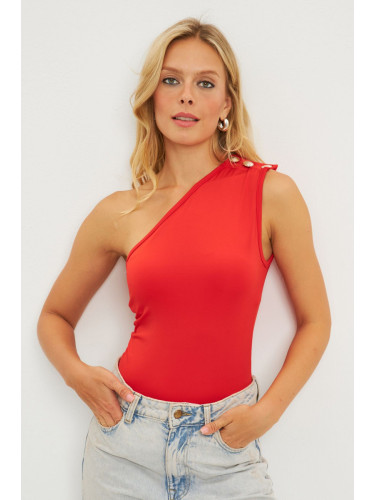 Cool & Sexy Women's Red Button Detailed Blouse