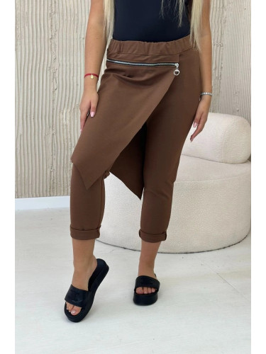 Punto Milano winter pants with decorative zipper chocolate