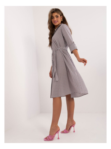 Grey shirt midi dress with 3/4 sleeves