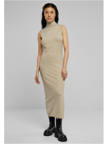 Women's knitted dress Turtleneck sand