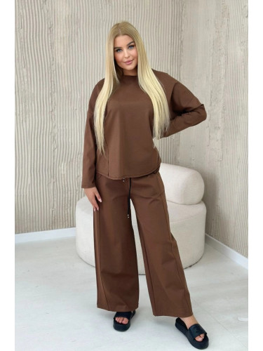 Set Punto Milano winter sweatshirt + wide leg pants chocolate