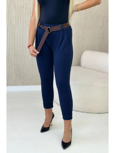 Punto Milano winter pants with belt navy blue