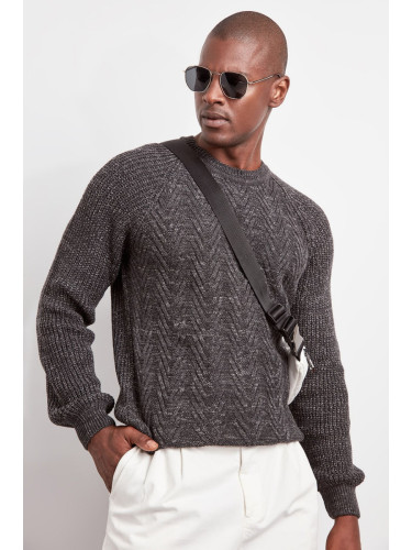 Trendyol Anthracite Slim Crew Neck Knitwear Sweater