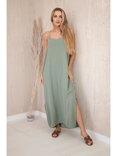 Long dress with straps light khaki