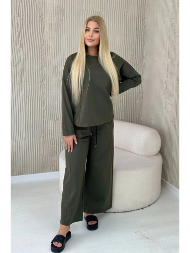 Punto Milano winter sweatshirt set + wide leg pants khaki