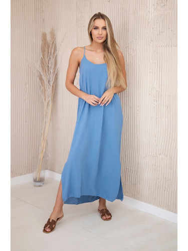 Long dress with straps denim