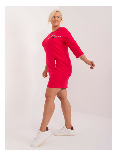 Red sweatshirt dress plus size with 3/4 sleeves