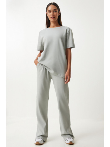 Happiness İstanbul Women's Gray T-Shirt Tracksuit