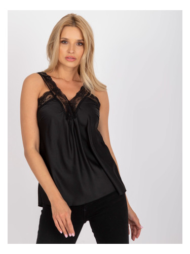 Black solid color top with lace OCH BELLA