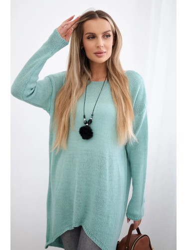 Mint sweater with necklace