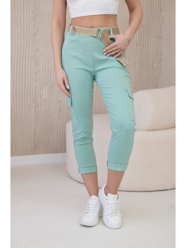 Mint trousers with belt