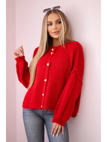 Wool sweater with decorative buttons red