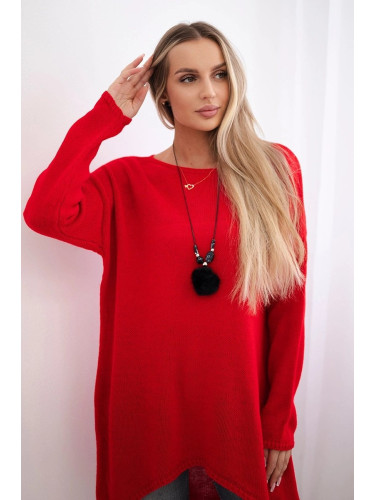 Sweater with necklace red