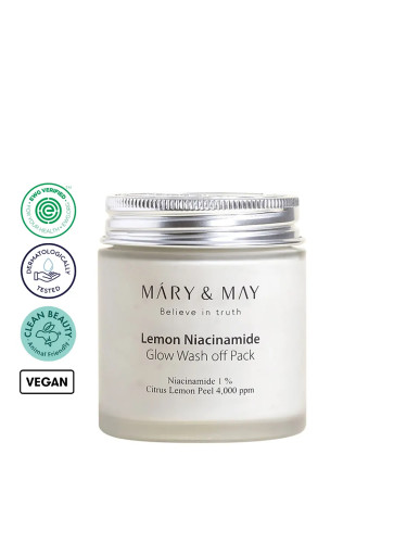 Глинена маска за лице изсветлява с ниацинамид MARY & MAY Lemon Niacinamide Glow Wash Off Pack