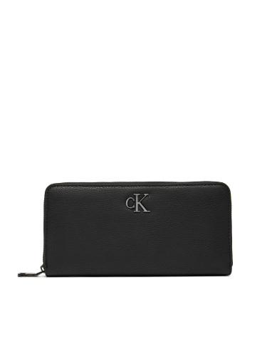 Голям дамски портфейл Calvin Klein Jeans Minimal Monogram Zip K60K612266 Черен