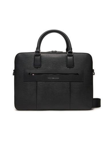 Чанта за лаптоп Tommy Hilfiger Business Leather Computer Bag AM0AM12489 Черен