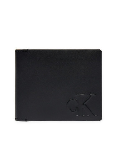 Малък мъжки портфейл Calvin Klein Jeans Logo Emboss Biford K50K512065 Черен