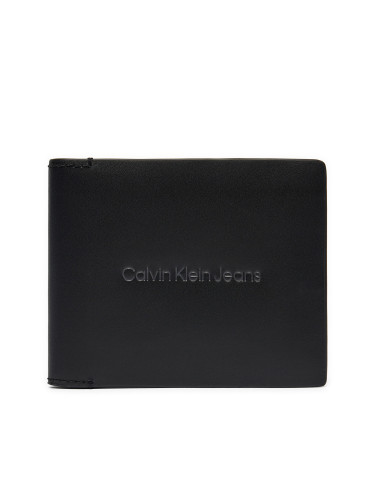 Голям мъжки портфейл Calvin Klein Jeans Logo Print Bifold Id K50K512063 Черен