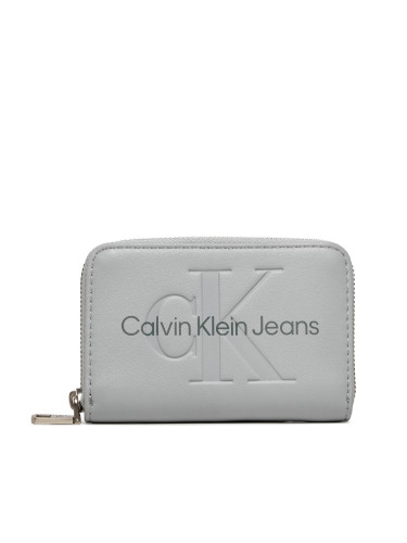 Малък дамски портфейл Calvin Klein Jeans Sculpted Med Zip Around Mono K60K612255 Сив