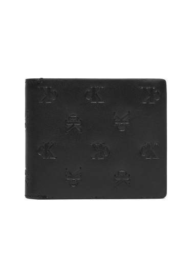 Голям мъжки портфейл Calvin Klein Jeans Aop Emboss Bifold K50K512052 Черен