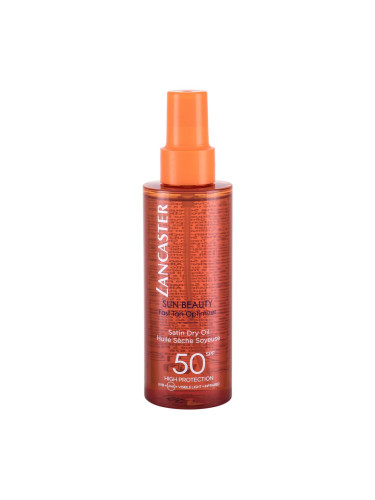 Lancaster Sun Beauty Satin Dry Oil SPF50 Слънцезащитна козметика за тяло 150 ml увредена кутия