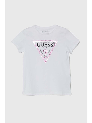 Детска памучна тениска Guess в бяло J73I56 K8HM0